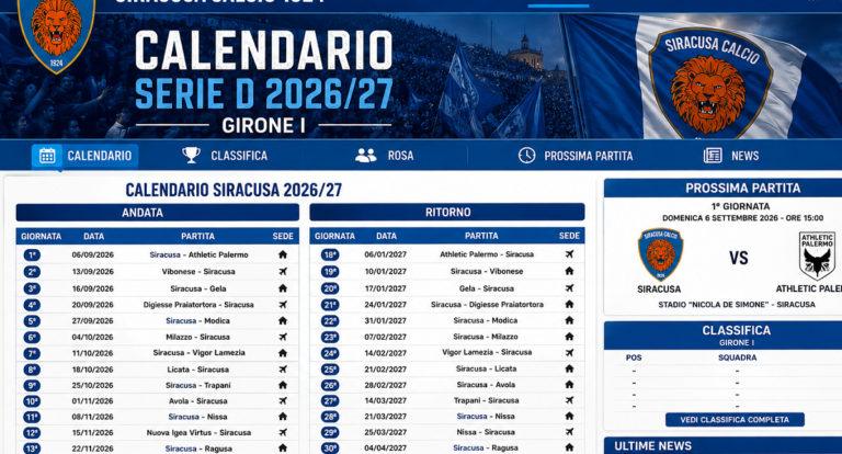 Siracusa - calendario 26-27
