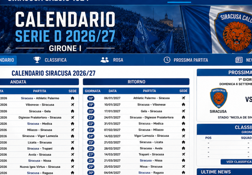 Siracusa - calendario 26-27