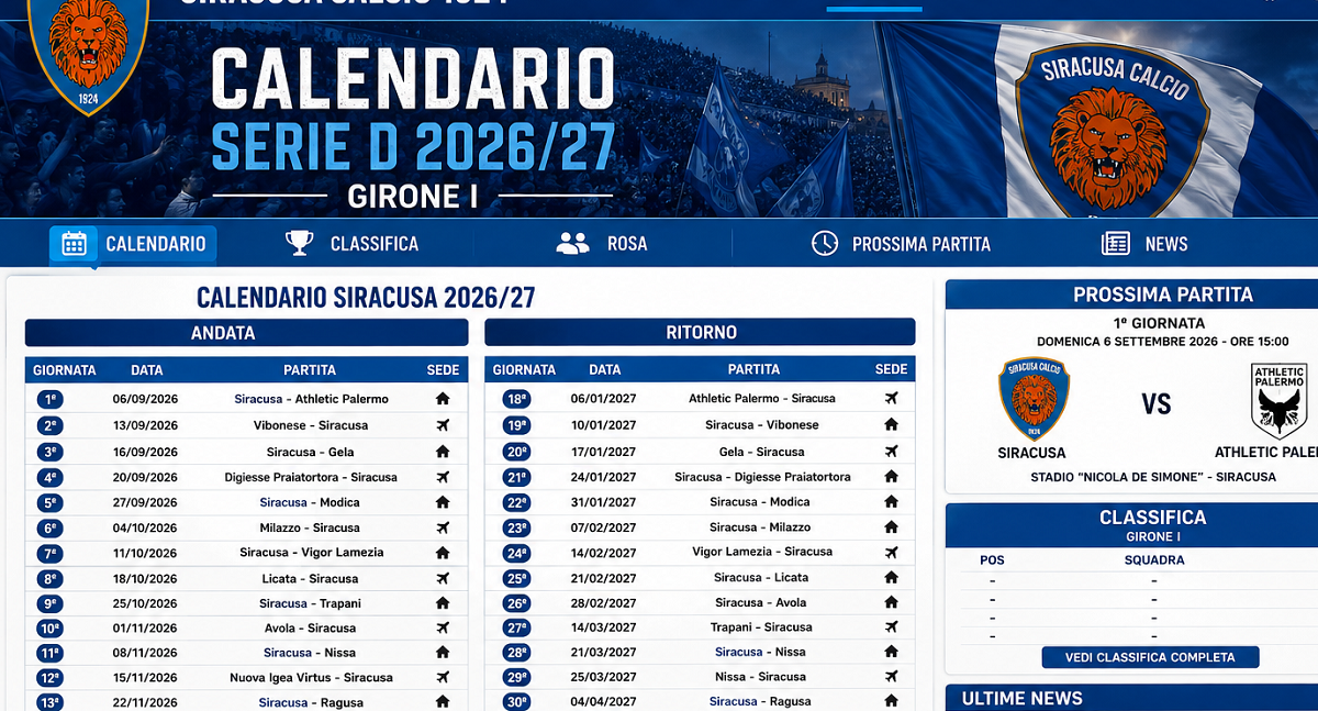 Siracusa - calendario 26-27