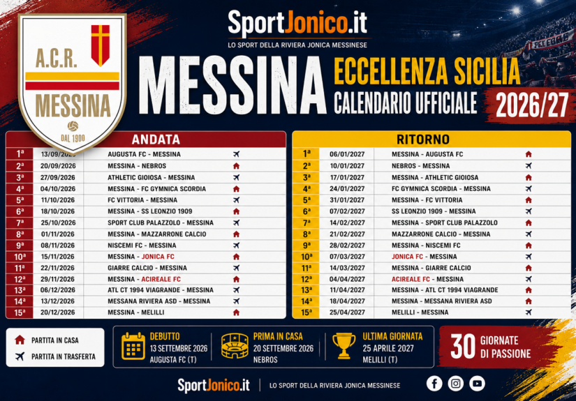 Messina - Eccellenza il calendario