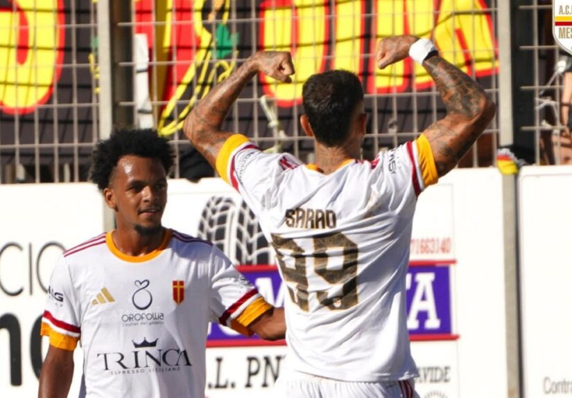 Messina vs vittoria esultanza Sarao